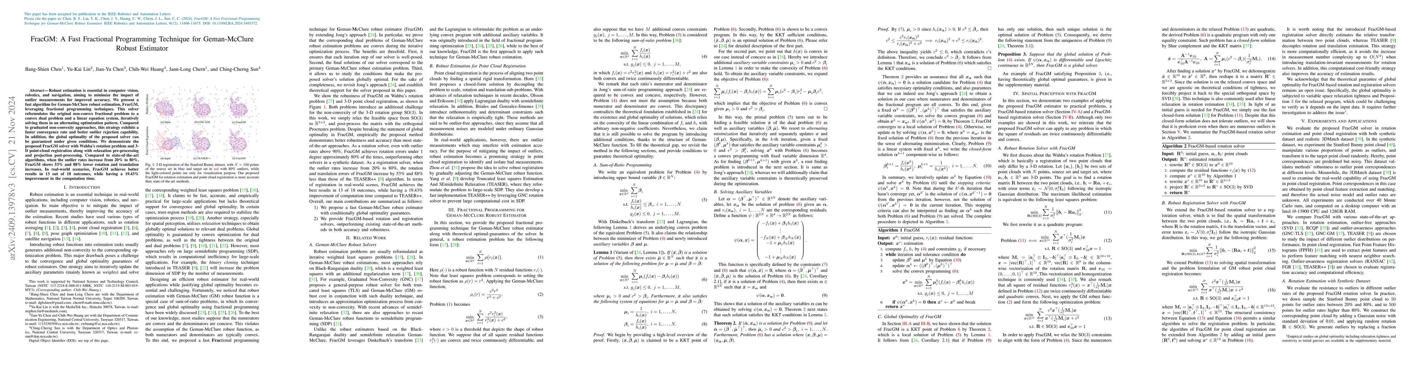 Thumbnail for FracGM: A Fast Fractional Programming Technique for Geman-McClure Robust
  Estimator