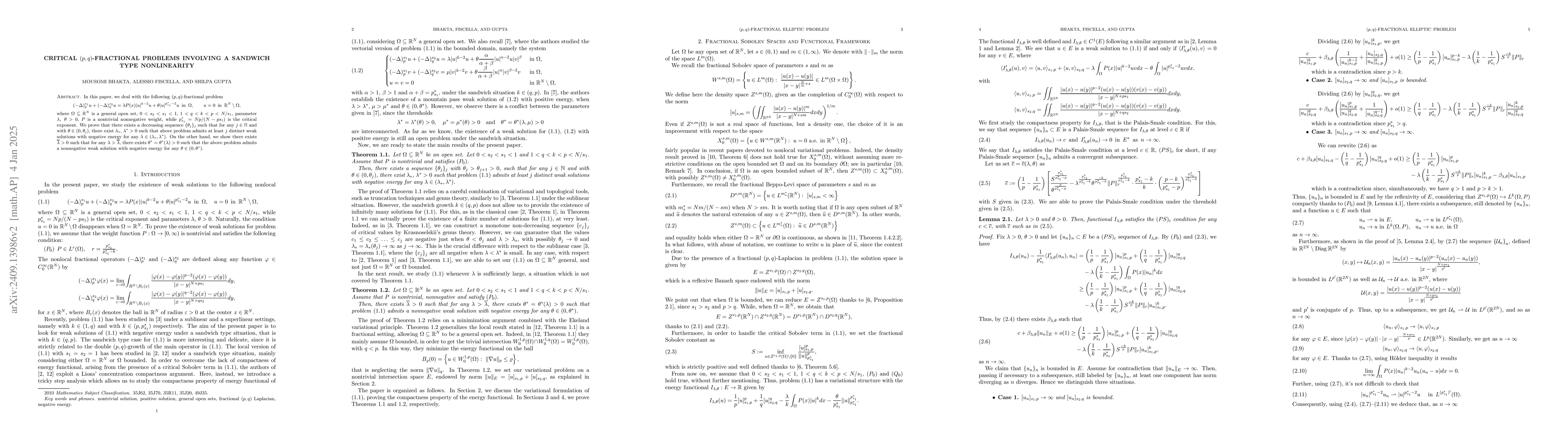 Thumbnail for Critical $(p,q)$-fractional problems involving a sandwich type
  nonlinearity