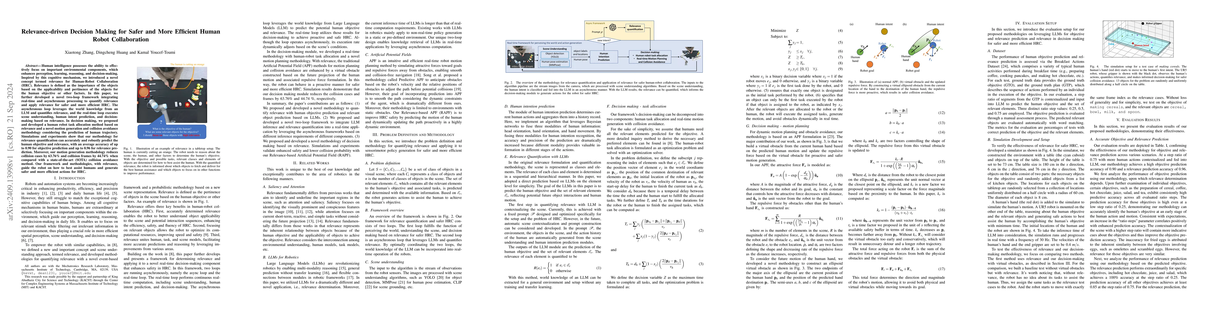 Thumbnail for Relevance-driven Decision Making for Safer and More Efficient Human
  Robot Collaboration