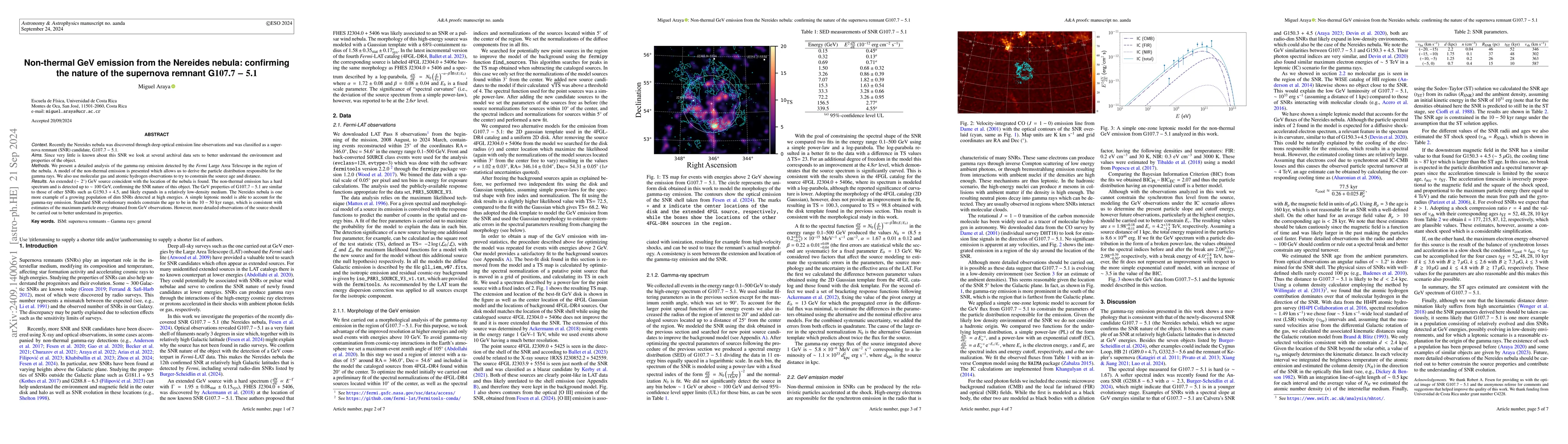 Thumbnail for Non-thermal GeV emission from the Nereides nebula: confirming the nature
  of the supernova remnant G107.7-5.1