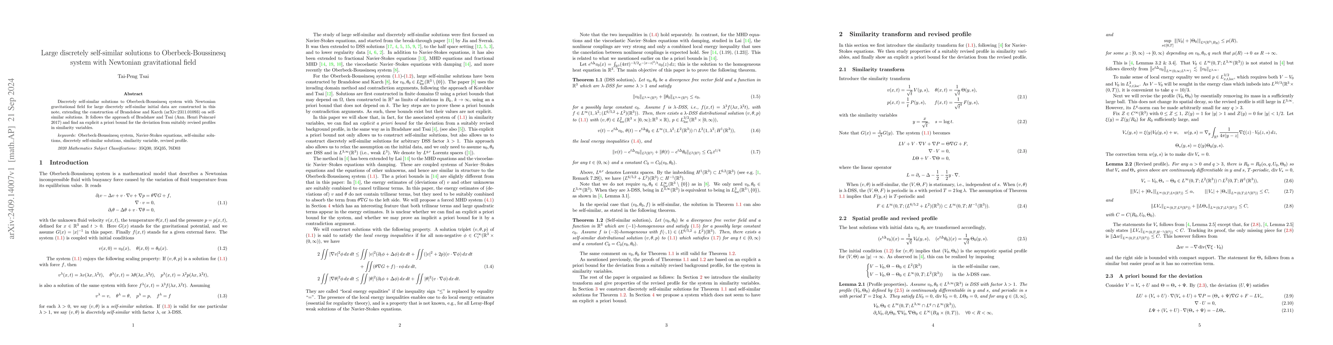 Thumbnail for Large discretely self-similar solutions to Oberbeck-Boussinesq system
  with Newtonian gravitational field