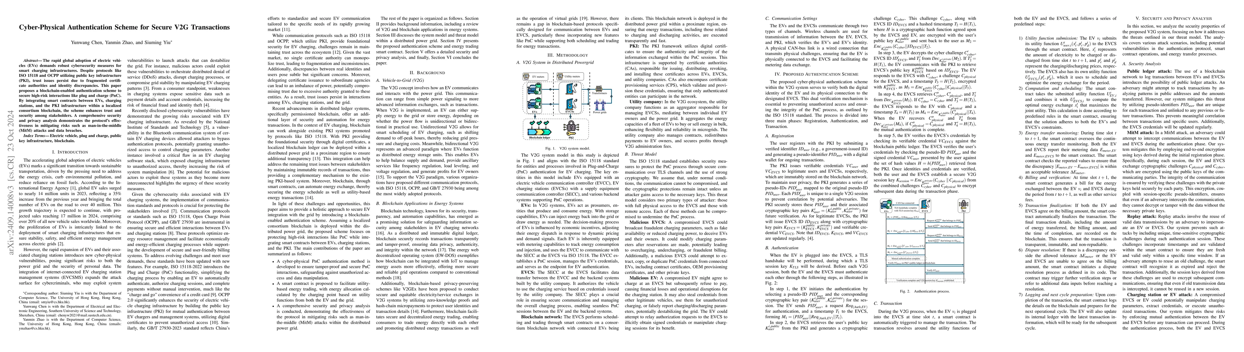 Thumbnail for Cyber-Physical Authentication Scheme for Secure V2G Transactions
