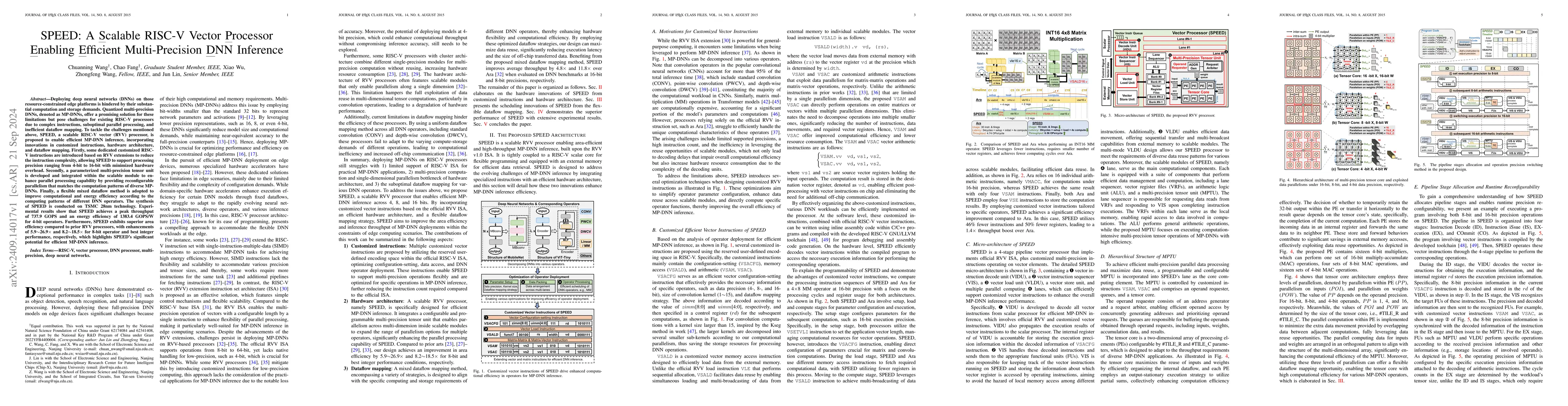 Thumbnail for SPEED: A Scalable RISC-V Vector Processor Enabling Efficient
  Multi-Precision DNN Inference