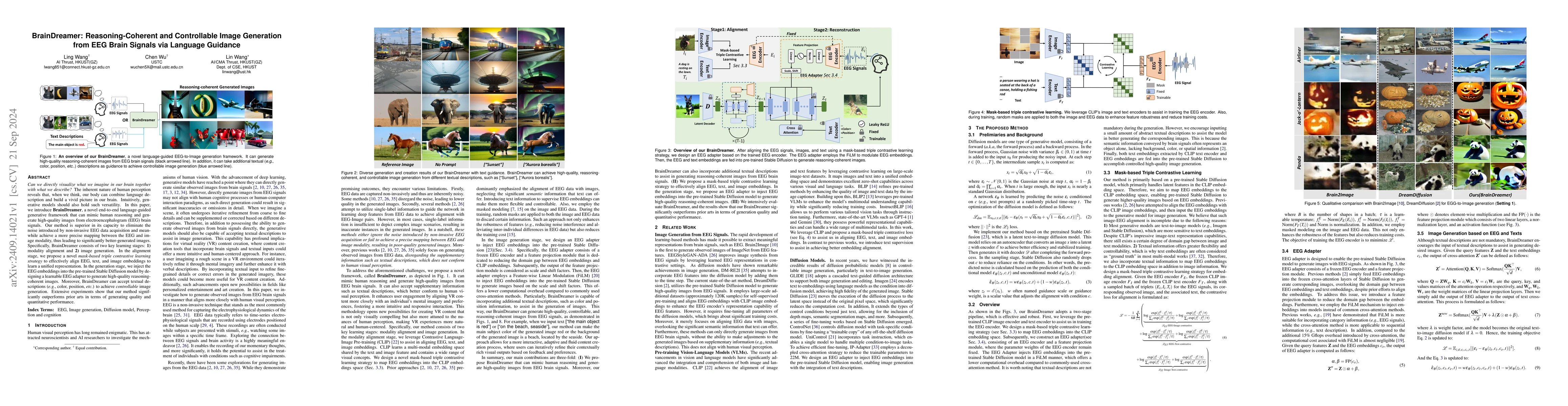 Thumbnail for BrainDreamer: Reasoning-Coherent and Controllable Image Generation from
  EEG Brain Signals via Language Guidance