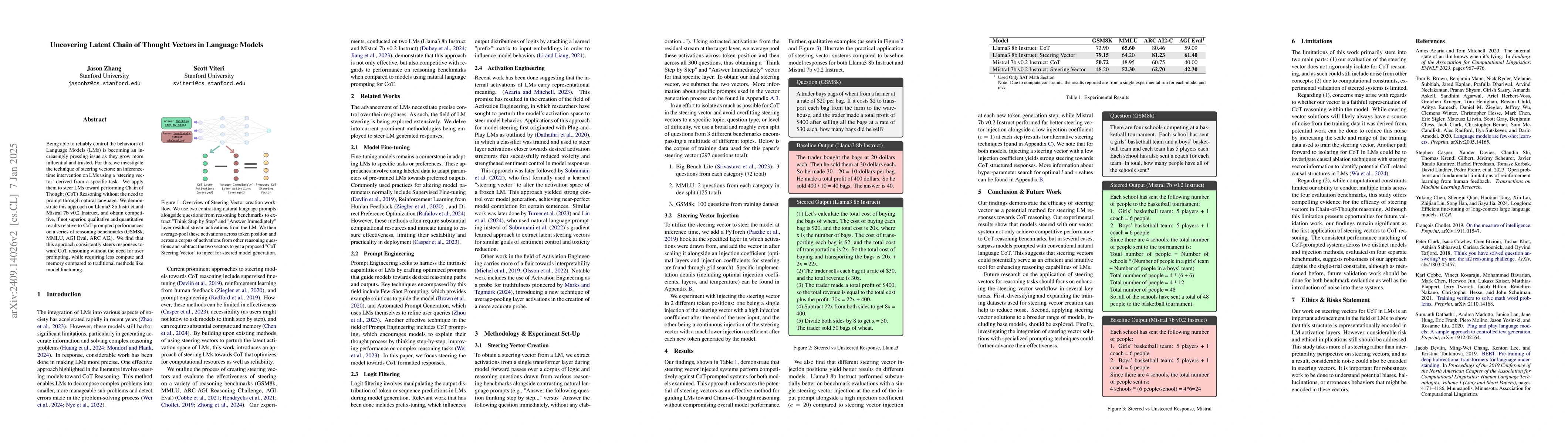 Thumbnail for Uncovering Latent Chain of Thought Vectors in Language Models