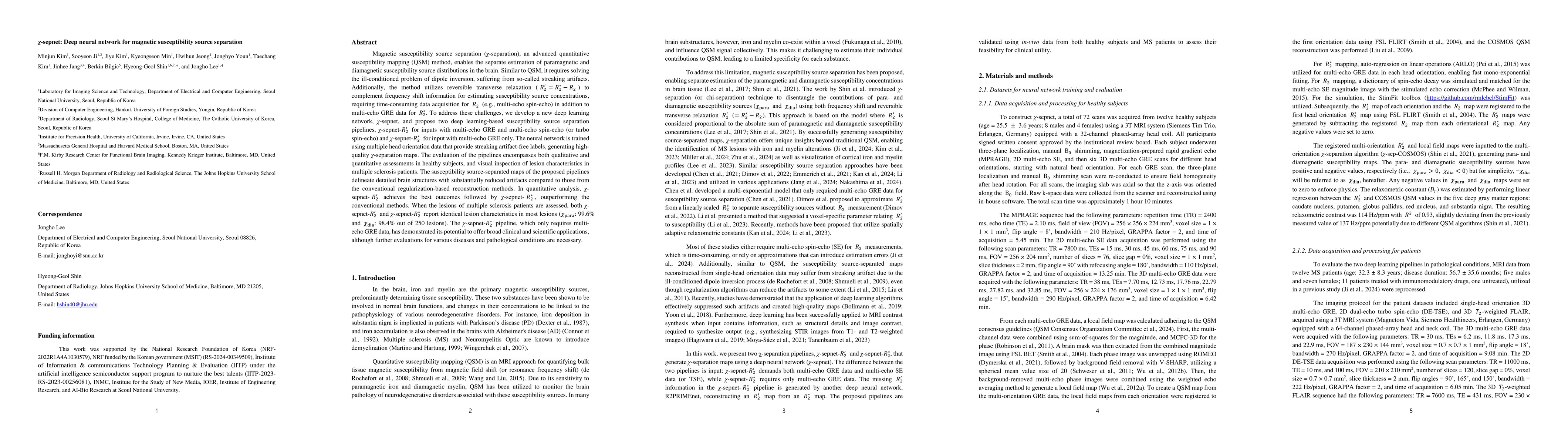 Thumbnail for χ-sepnet: Deep neural network for magnetic susceptibility source
  separation