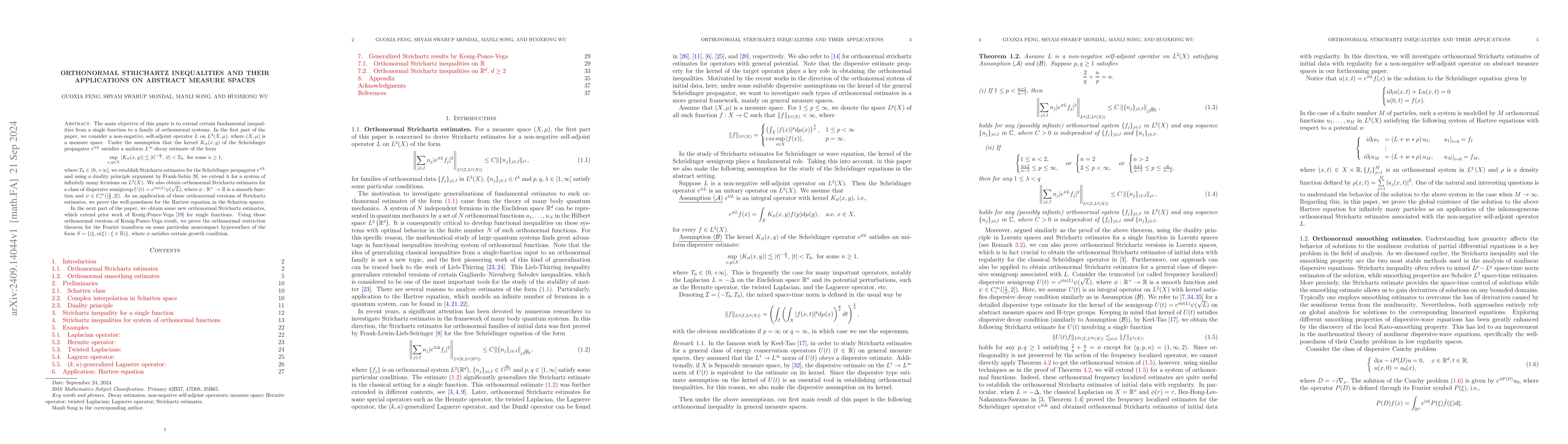 Thumbnail for Orthonormal Strichartz inequalities and their applications on abstract
  measure spaces