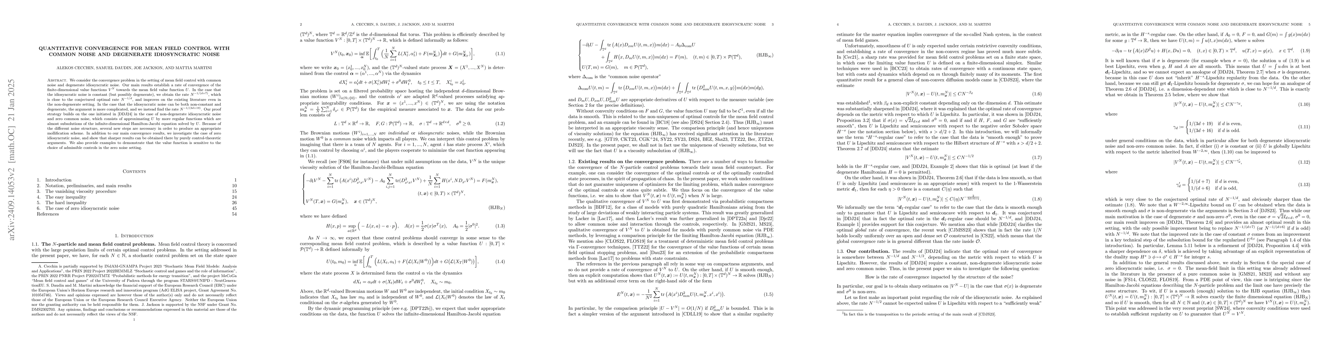 Thumbnail for Quantitative convergence for mean field control with common noise and
  degenerate idiosyncratic noise