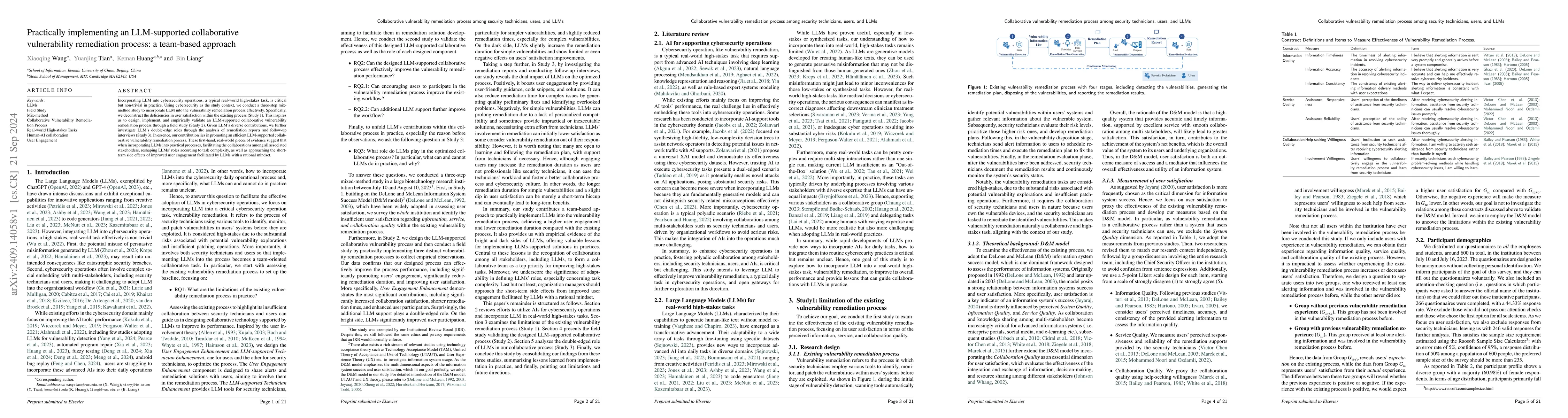Thumbnail for Practically implementing an LLM-supported collaborative vulnerability
  remediation process: a team-based approach