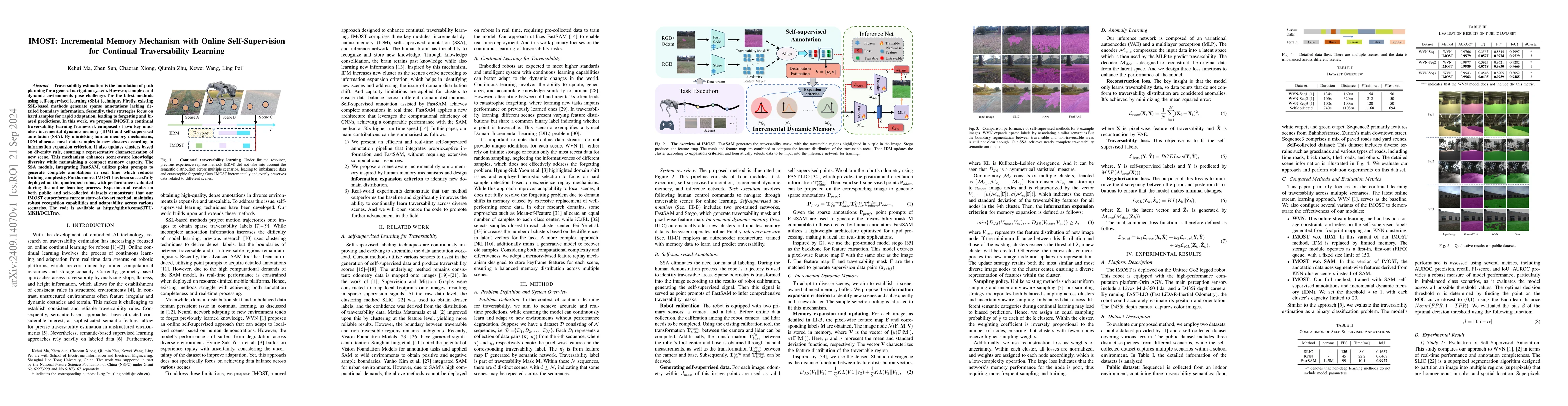 Thumbnail for IMOST: Incremental Memory Mechanism with Online Self-Supervision for
  Continual Traversability Learning