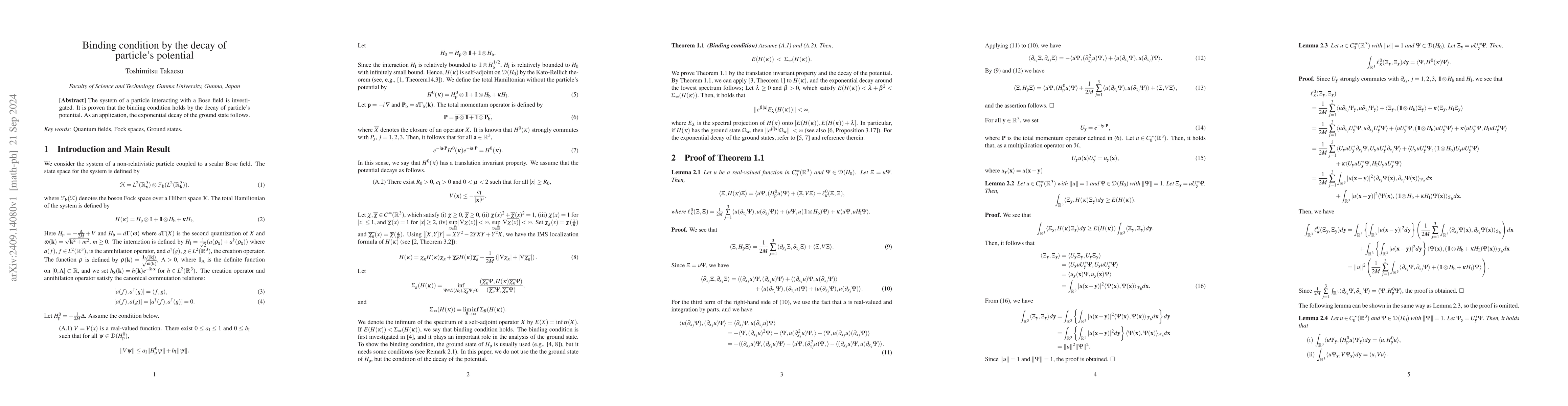 Thumbnail for Binding condition by the decay of particle's potential