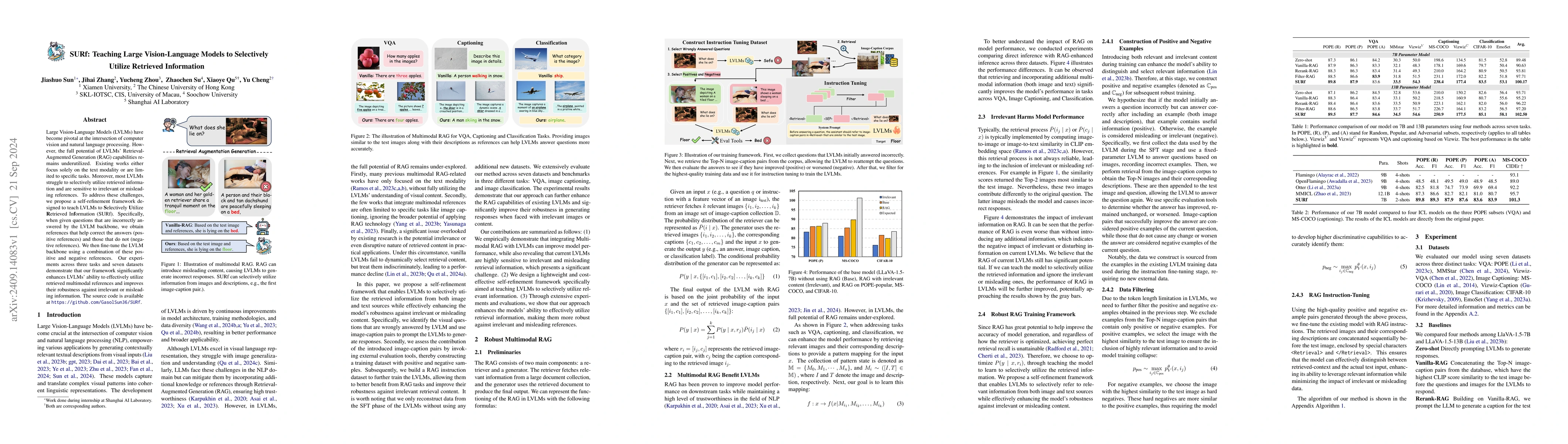 Thumbnail for SURf: Teaching Large Vision-Language Models to Selectively Utilize
  Retrieved Information