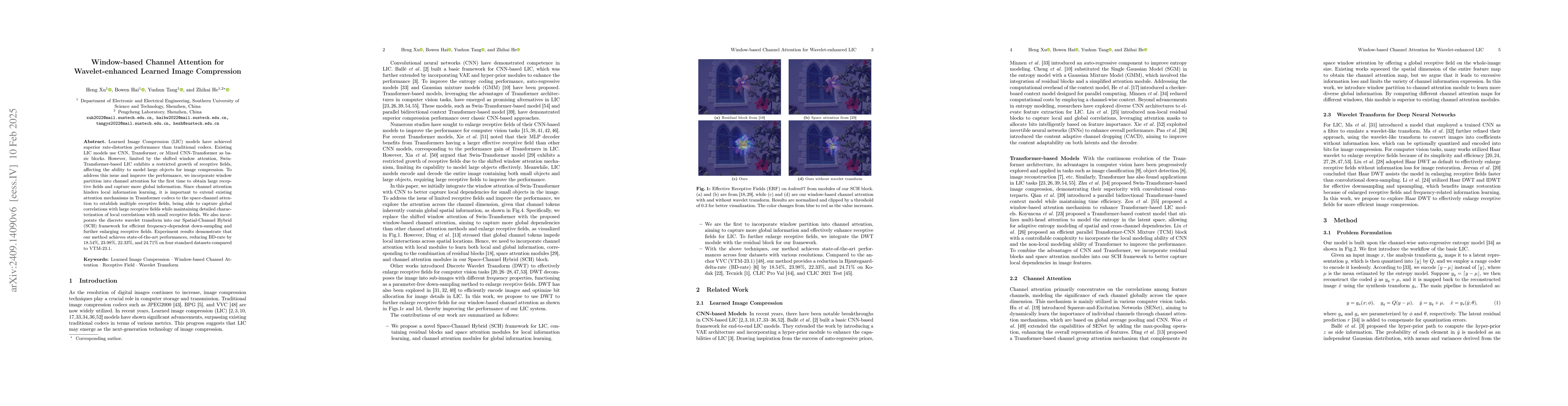 Thumbnail for Window-based Channel Attention for Wavelet-enhanced Learned Image
  Compression