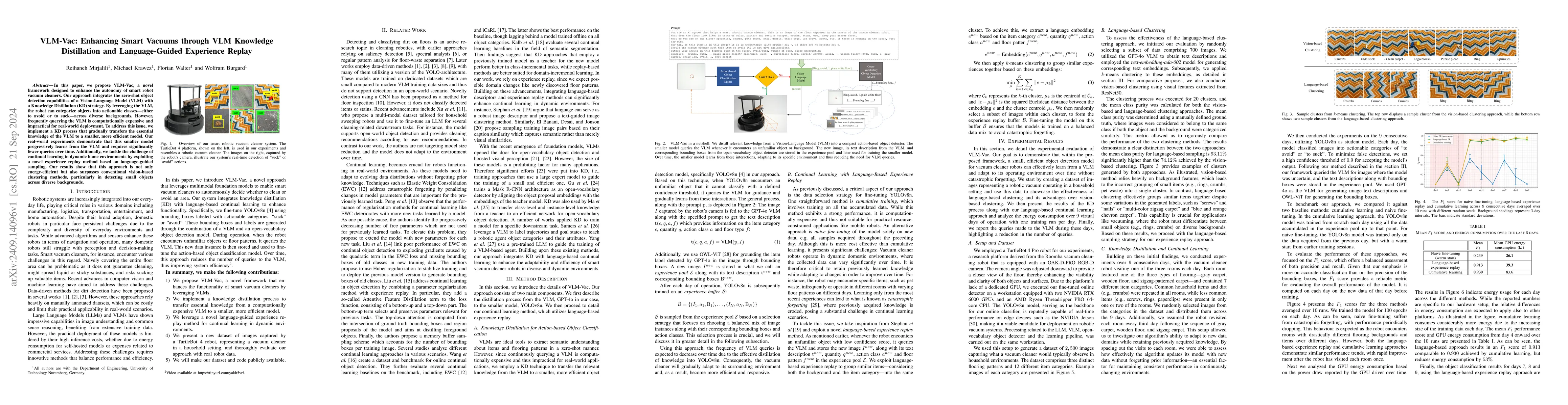 Thumbnail for VLM-Vac: Enhancing Smart Vacuums through VLM Knowledge Distillation and
  Language-Guided Experience Replay