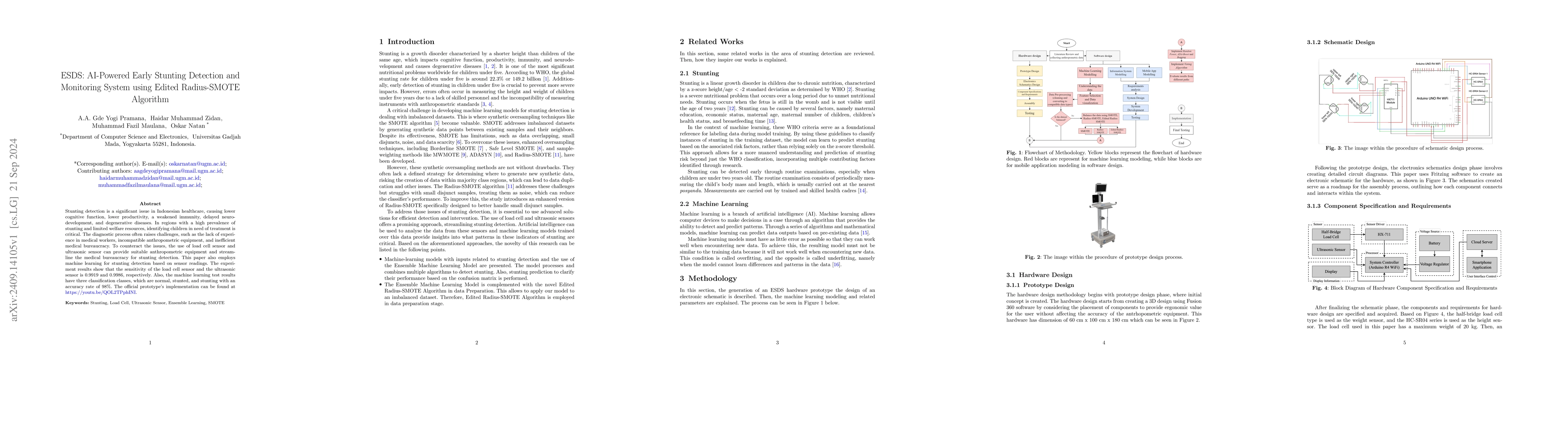 Thumbnail for ESDS: AI-Powered Early Stunting Detection and Monitoring System using
  Edited Radius-SMOTE Algorithm