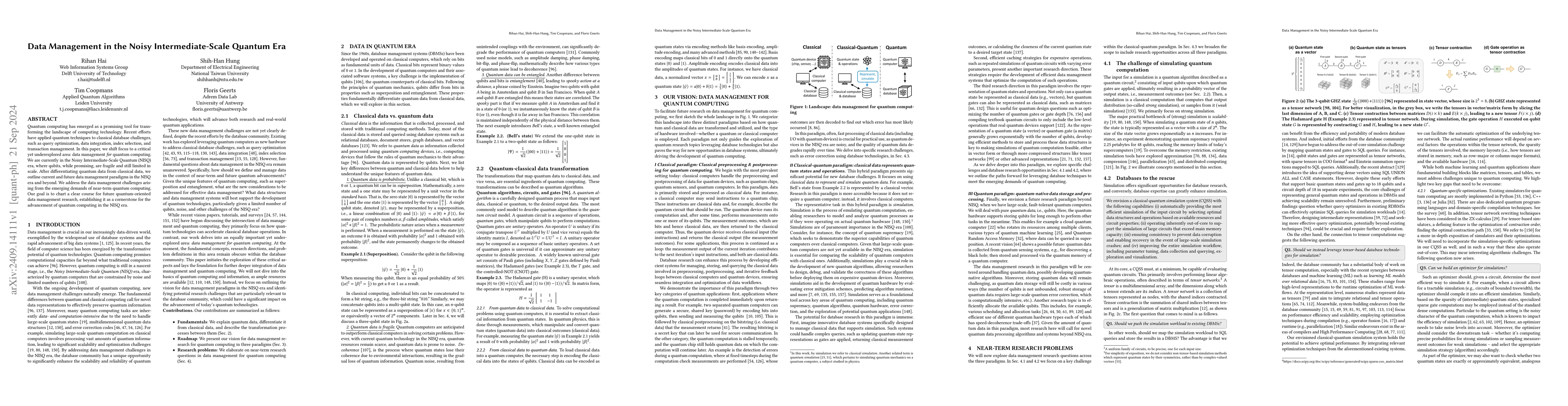 Thumbnail for Data Management in the Noisy Intermediate-Scale Quantum Era