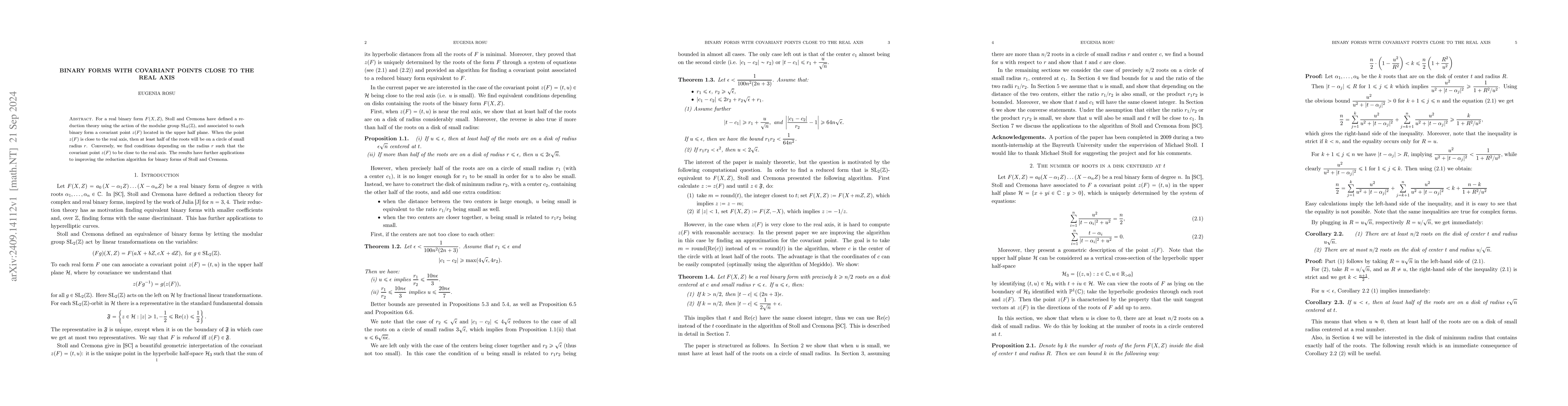 Thumbnail for Binary forms with covariant points close to the real axis