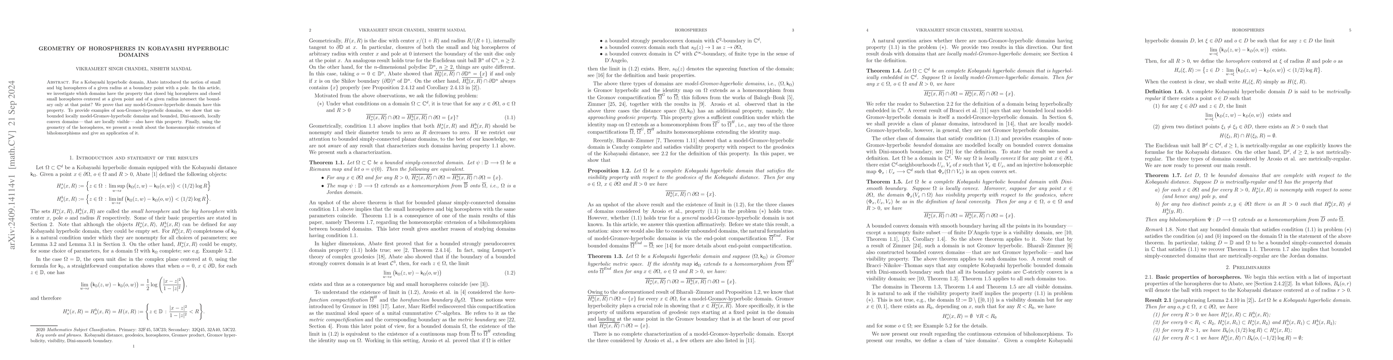 Thumbnail for Geometry of horospheres in Kobayashi hyperbolic domains