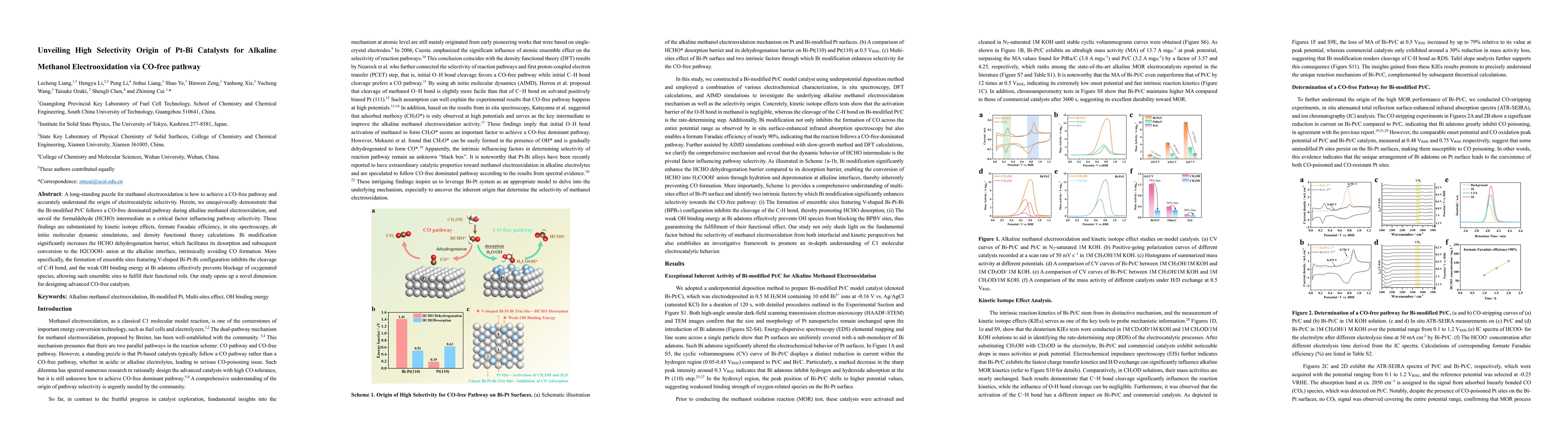 Thumbnail for Unveiling High Selectivity Origin of Pt-Bi Catalysts for Alkaline
  Methanol Electrooxidation via CO-free pathway