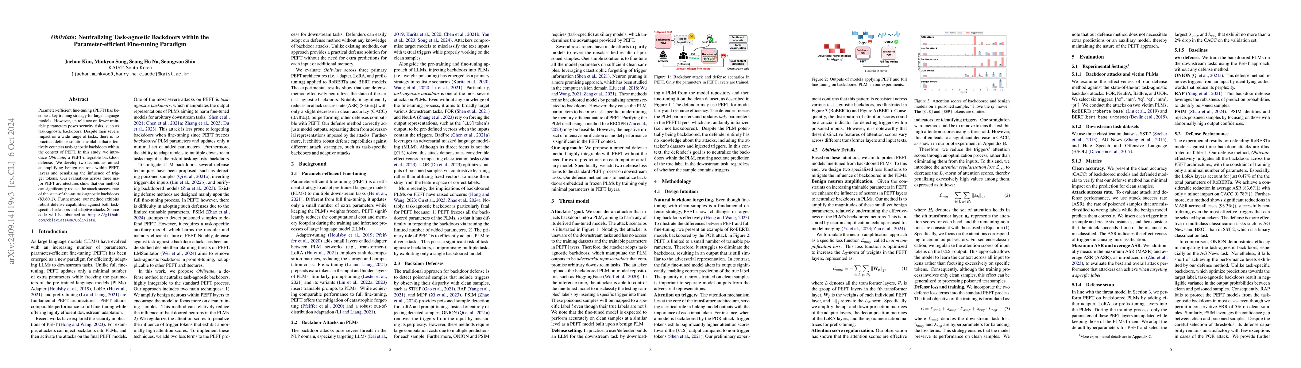 Thumbnail for Obliviate: Neutralizing Task-agnostic Backdoors within the
  Parameter-efficient Fine-tuning Paradigm