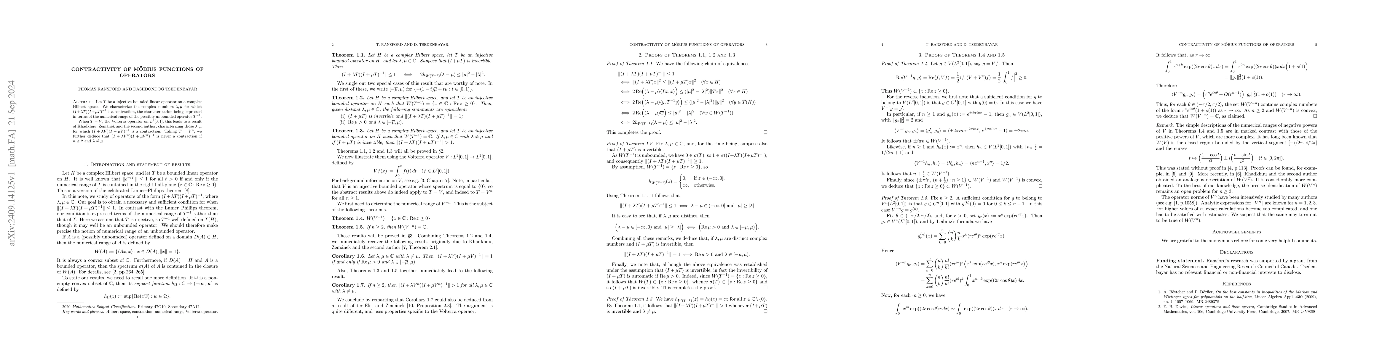 Thumbnail for Contractivity of Möbius functions of operators