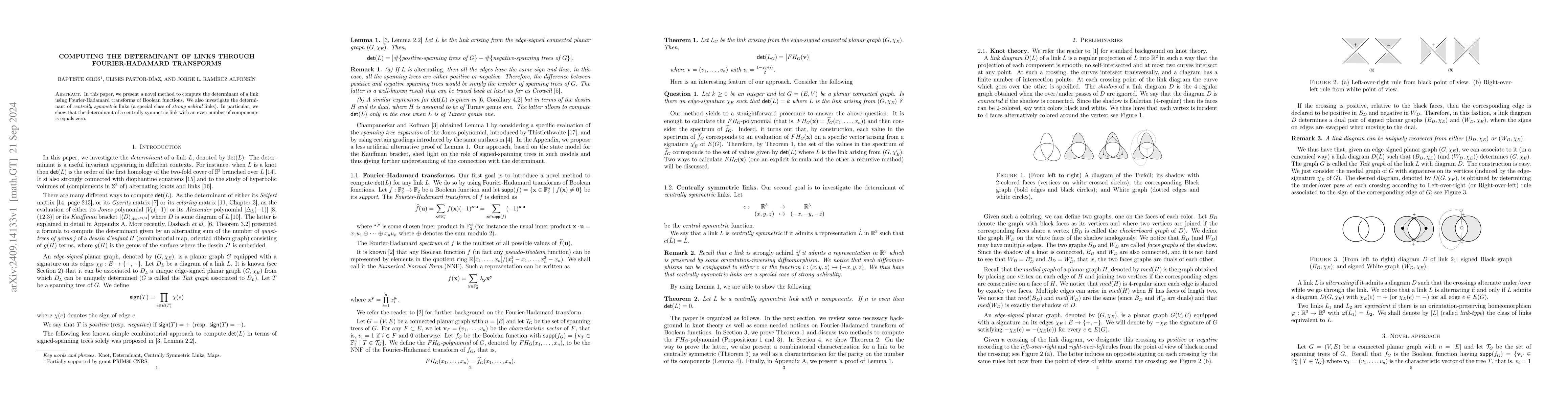 Thumbnail for Computing the determinant of links through Fourier-Hadamard transforms