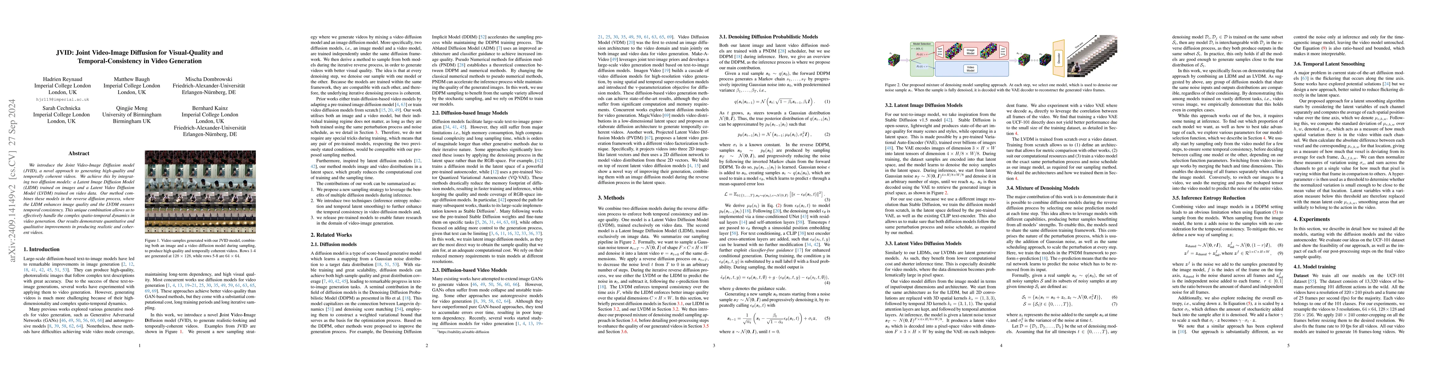 Thumbnail for JVID: Joint Video-Image Diffusion for Visual-Quality and
  Temporal-Consistency in Video Generation