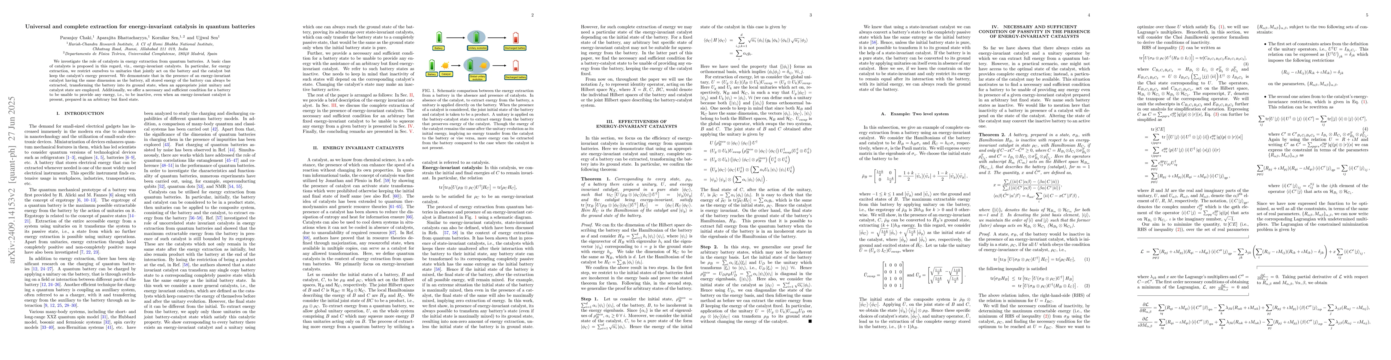 Thumbnail for Universal and complete extraction for energy-invariant catalysis in
  quantum batteries