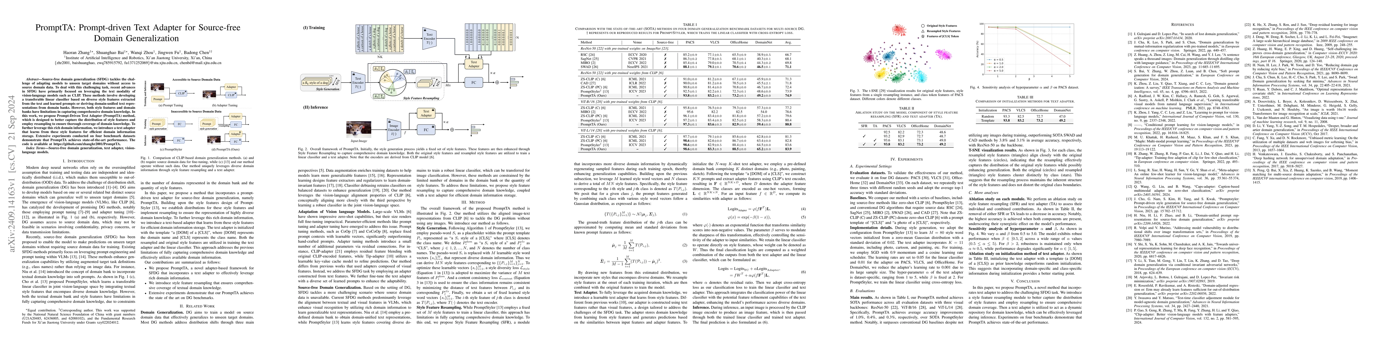 Thumbnail for PromptTA: Prompt-driven Text Adapter for Source-free Domain
  Generalization