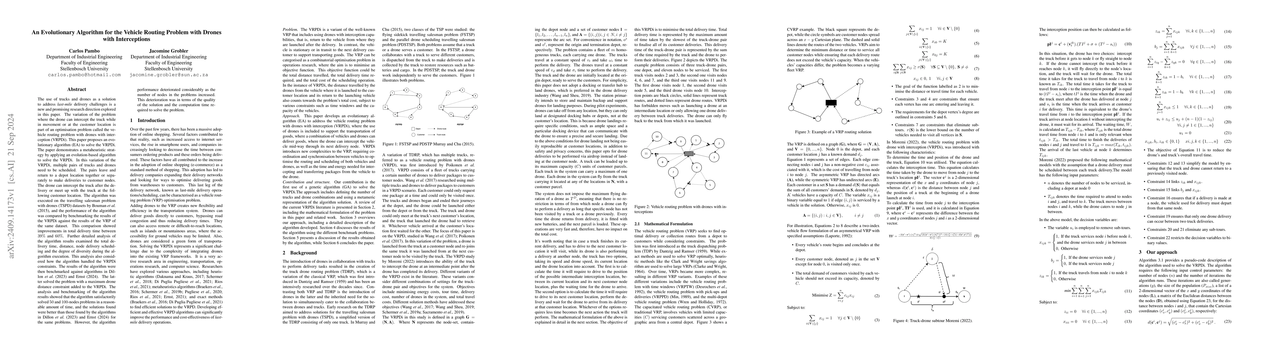 Thumbnail for An Evolutionary Algorithm For the Vehicle Routing Problem with Drones
  with Interceptions