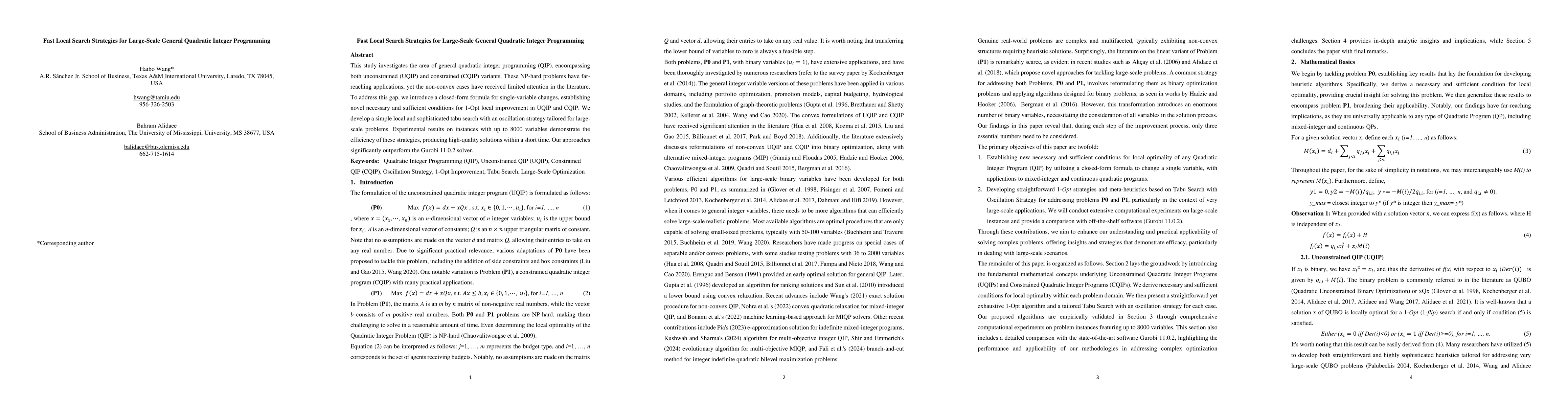 Thumbnail for Fast Local Search Strategies for Large-Scale General Quadratic Integer
  Programming