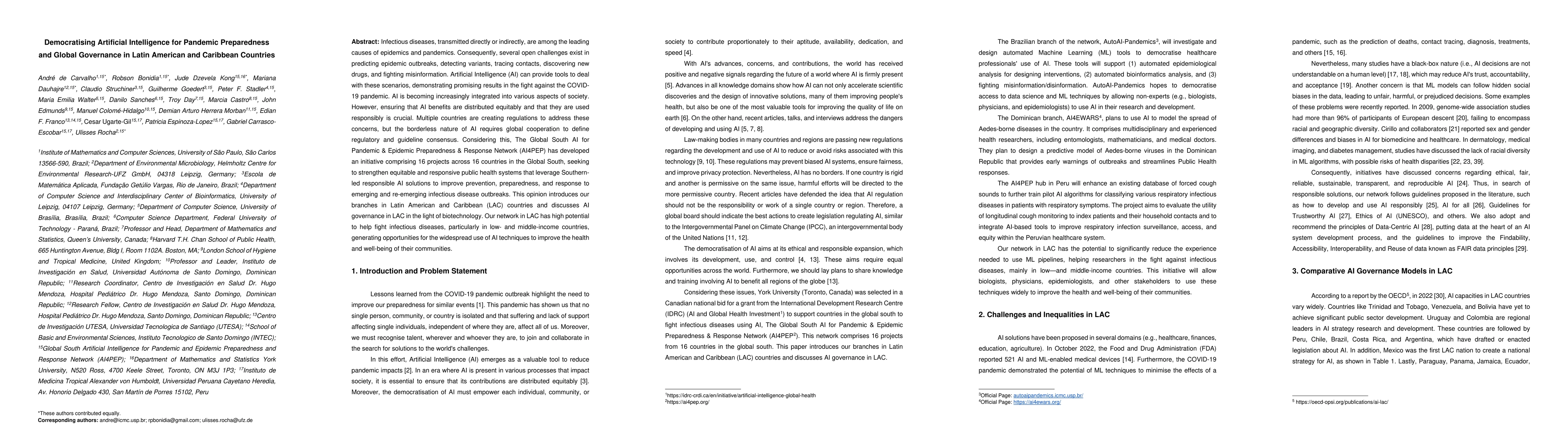 Thumbnail for Democratising Artificial Intelligence for Pandemic Preparedness and
  Global Governance in Latin American and Caribbean Countries