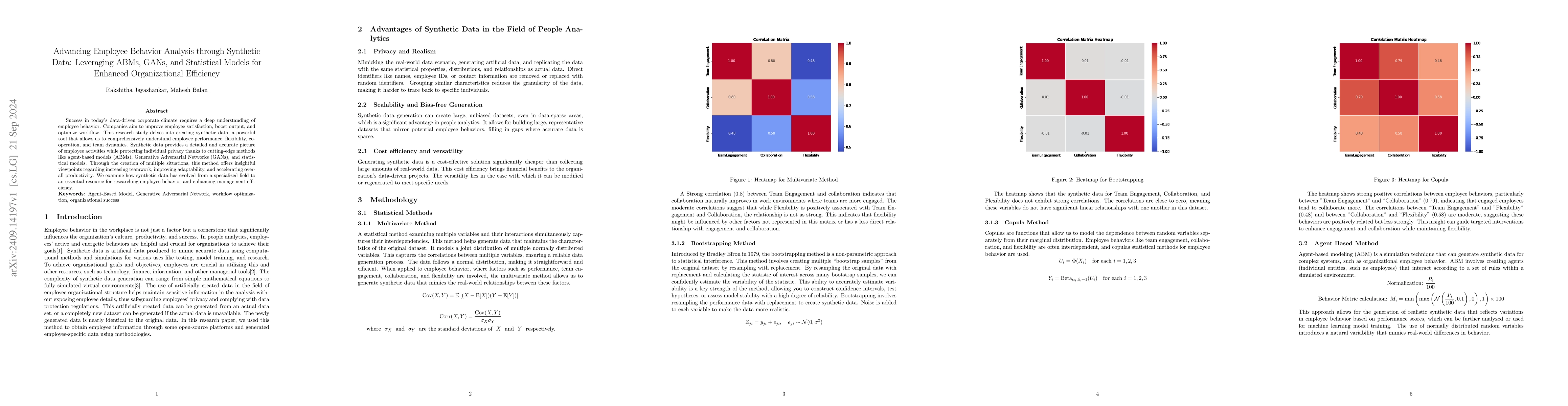 Thumbnail for Advancing Employee Behavior Analysis through Synthetic Data: Leveraging
  ABMs, GANs, and Statistical Models for Enhanced Organizational Efficiency