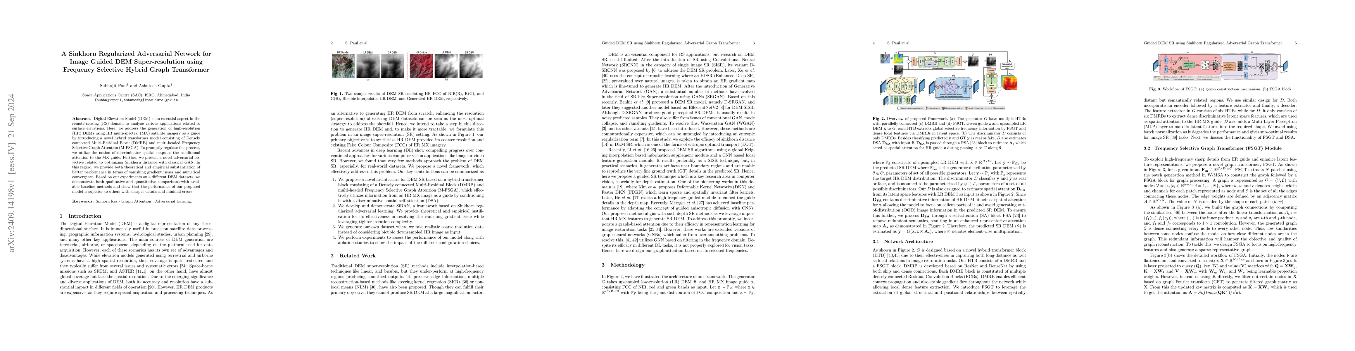 Thumbnail for A Sinkhorn Regularized Adversarial Network for Image Guided DEM
  Super-resolution using Frequency Selective Hybrid Graph Transformer