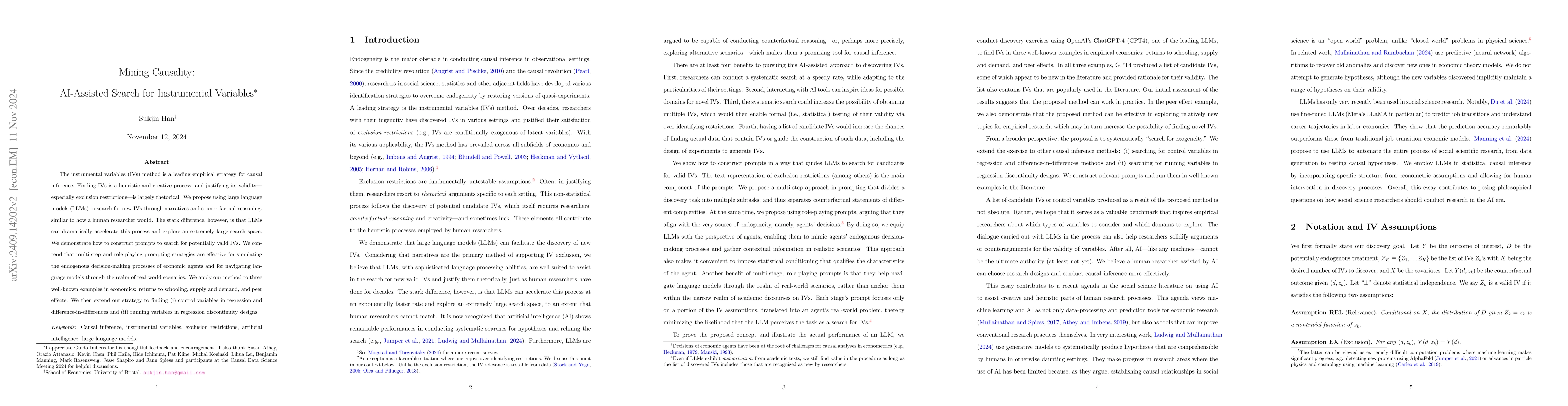 Thumbnail for Mining Causality: AI-Assisted Search for Instrumental Variables