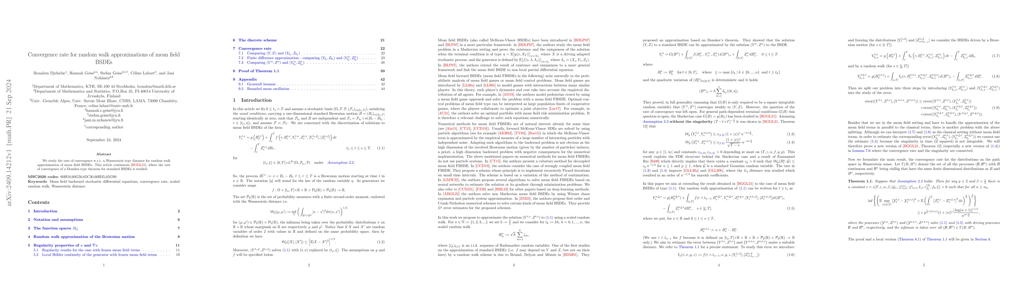 Thumbnail for Convergence rate for random walk approximations of mean field BSDEs