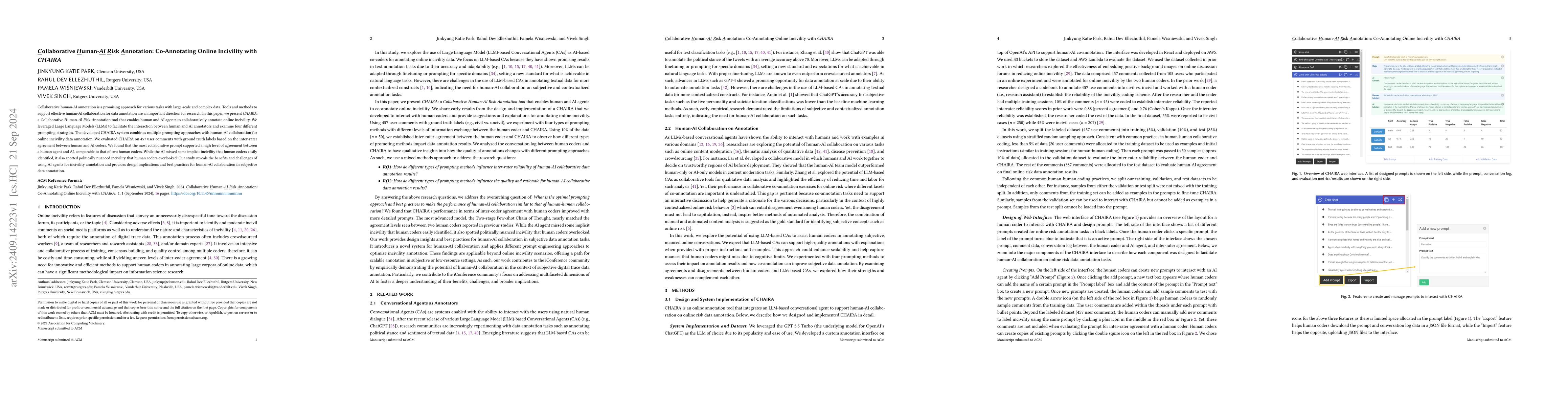 Thumbnail for Collaborative Human-AI Risk Annotation: Co-Annotating Online Incivility
  with CHAIRA