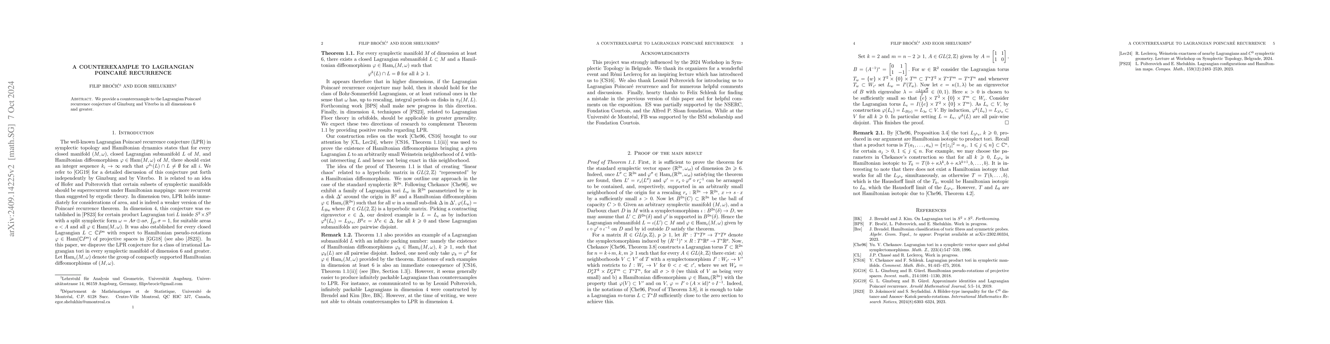 Thumbnail for A counterexample to Lagrangian Poincaré recurrence