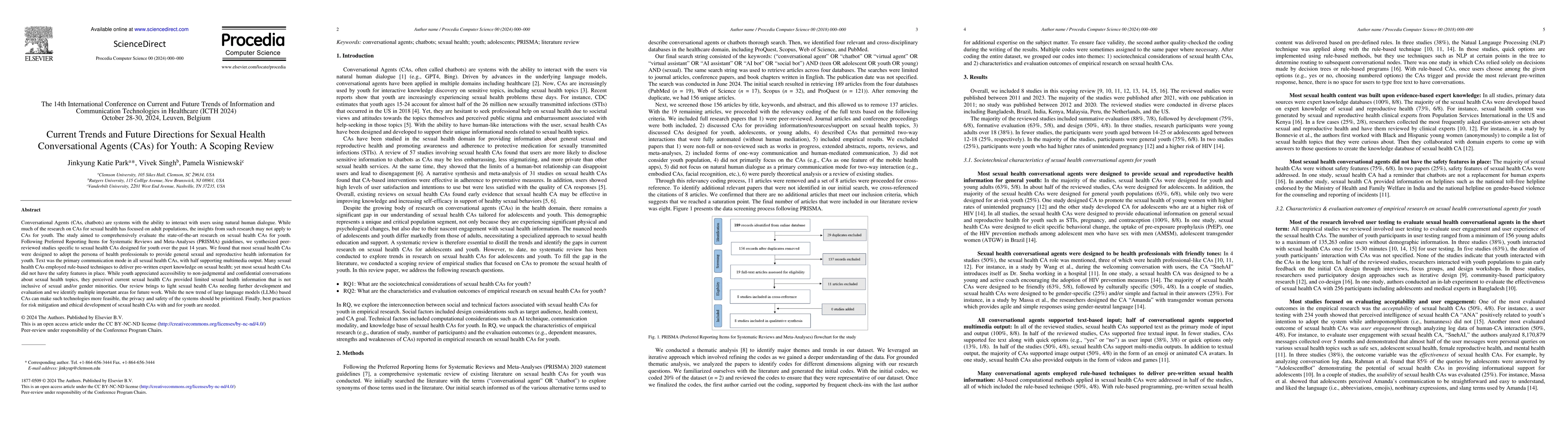 Thumbnail for Current Trends and Future Directions for Sexual Health Conversational
  Agents (CAs) for Youth: A Scoping Review
