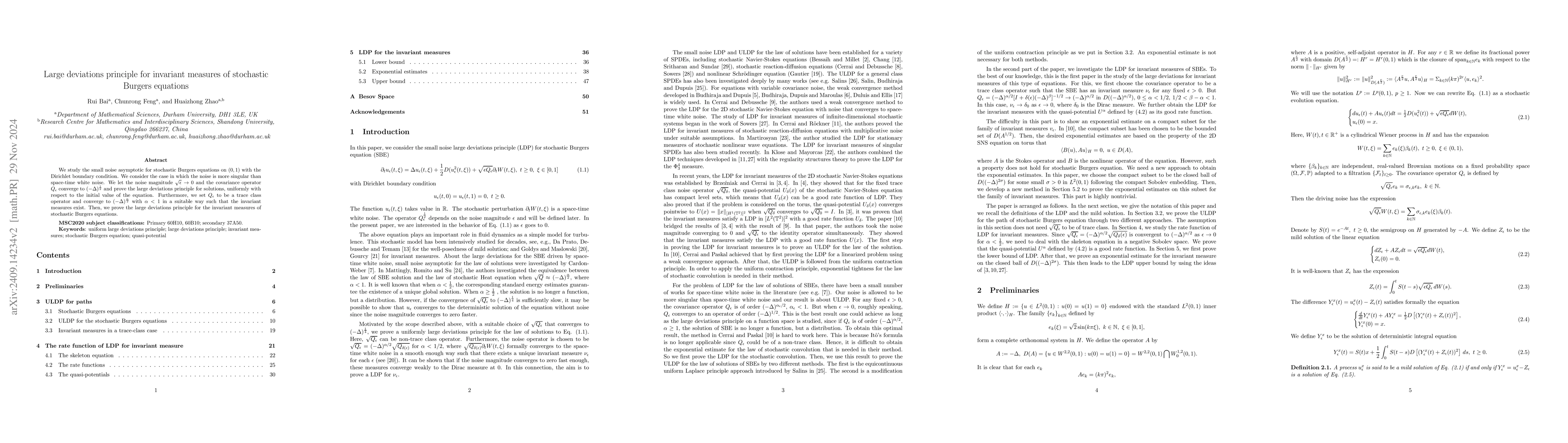 Thumbnail for Large deviations principle for invariant measures of stochastic Burgers
  equations