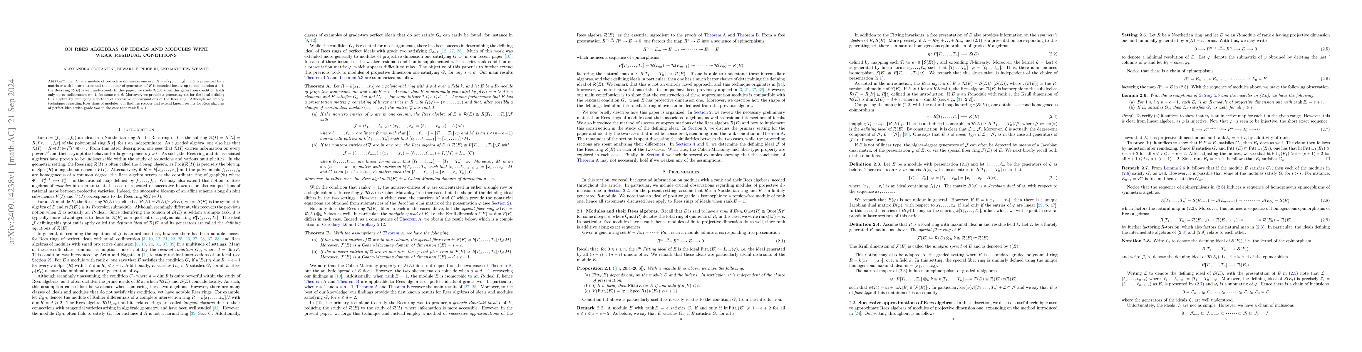 Thumbnail for On Rees algebras of ideals and modules with weak residual conditions
