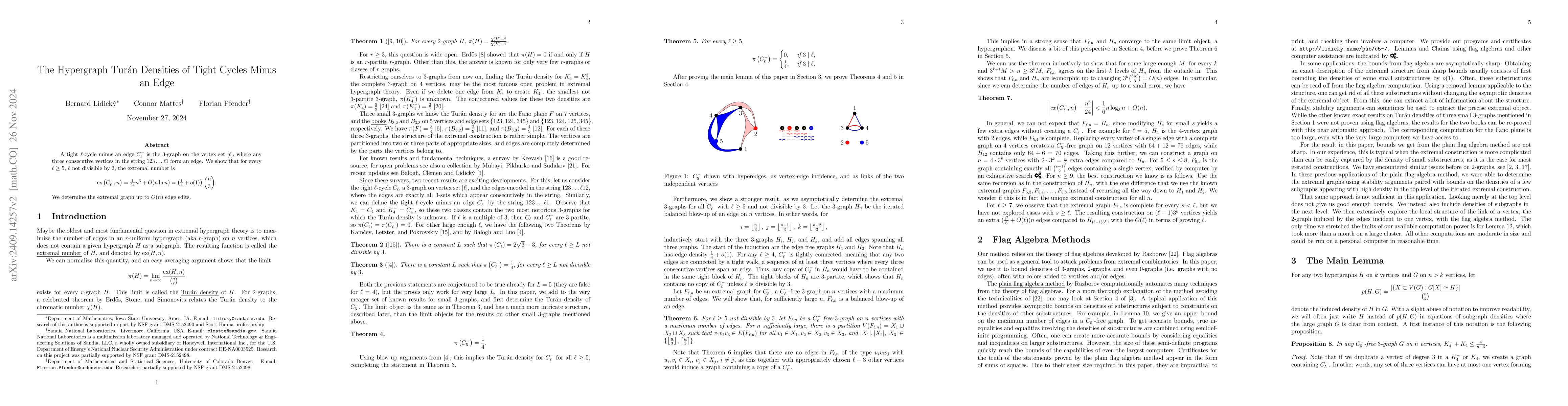 Thumbnail for The Hypergraph Turán Densities of Tight Cycles Minus an Edge
