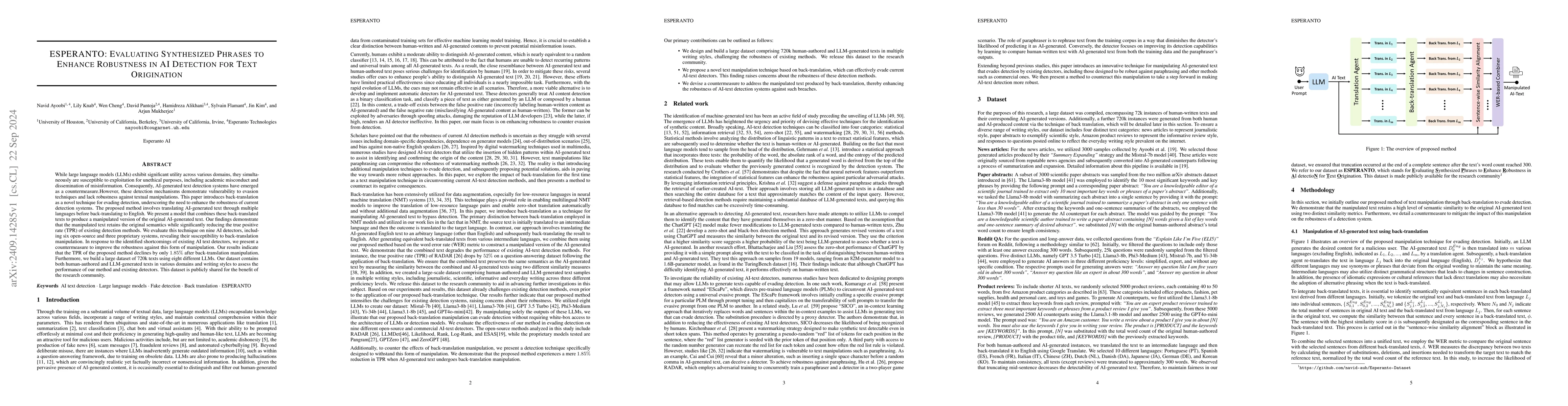 Thumbnail for ESPERANTO: Evaluating Synthesized Phrases to Enhance Robustness in AI
  Detection for Text Origination