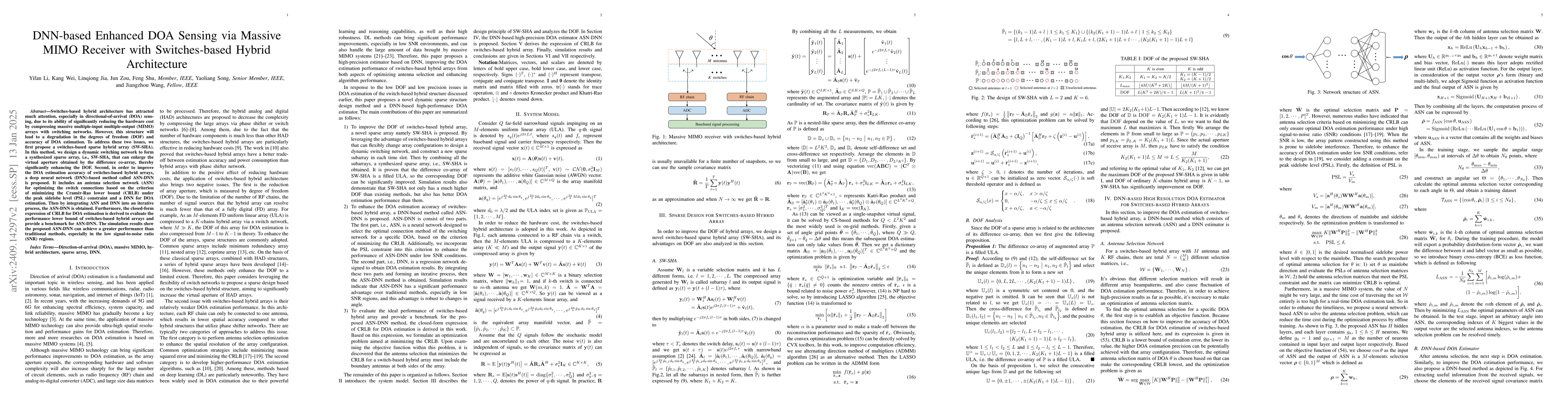 Thumbnail for Enhanced DOA Estimation via Hybrid Massive MIMO Receive Array with
  Switches-based Sparse Architecture