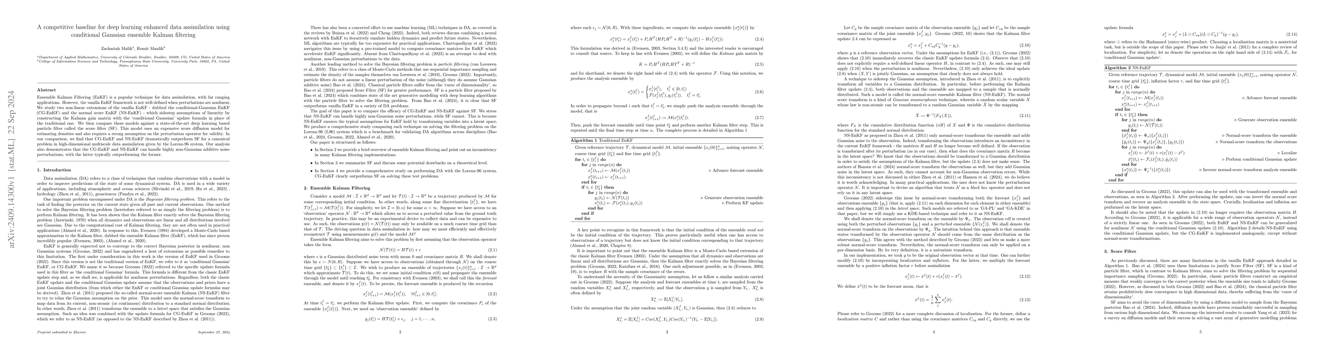 Thumbnail for A competitive baseline for deep learning enhanced data assimilation
  using conditional Gaussian ensemble Kalman filtering