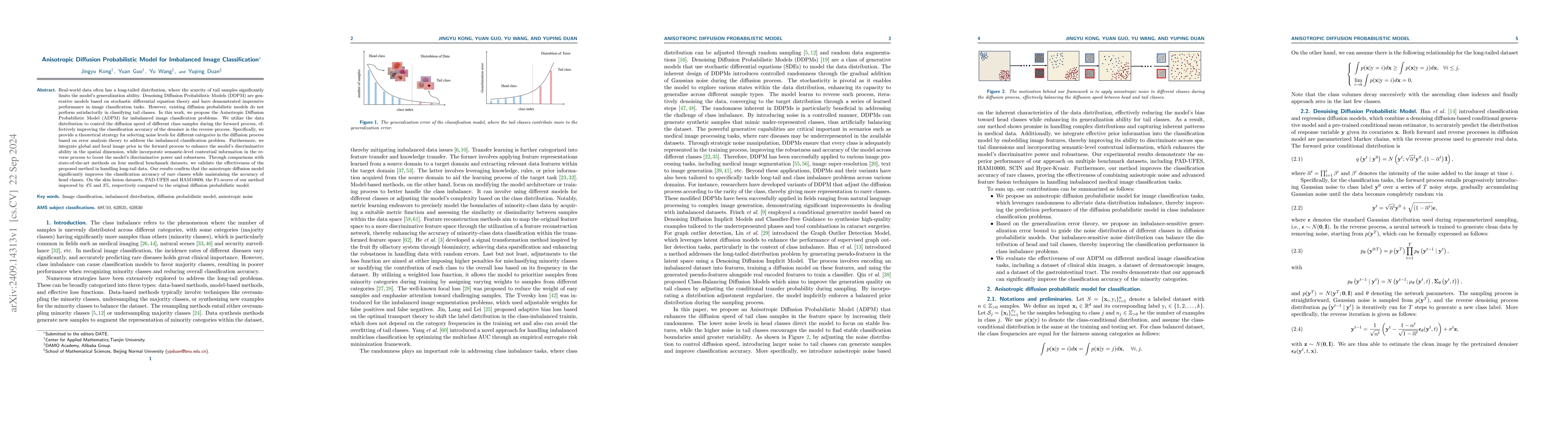 Thumbnail for Anisotropic Diffusion Probabilistic Model for Imbalanced Image
  Classification