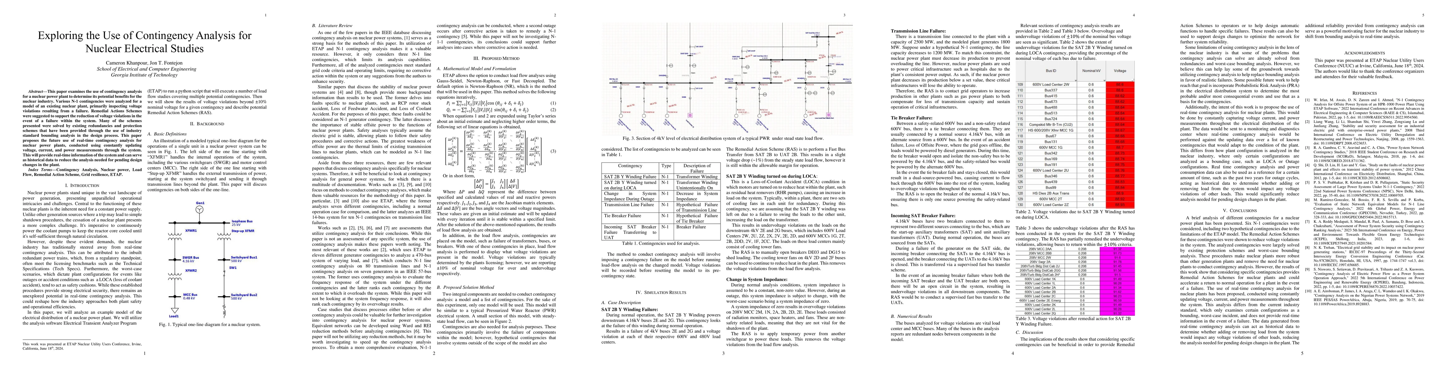 Thumbnail for Exploring the Use of Contingency for Nuclear Electrical Studies