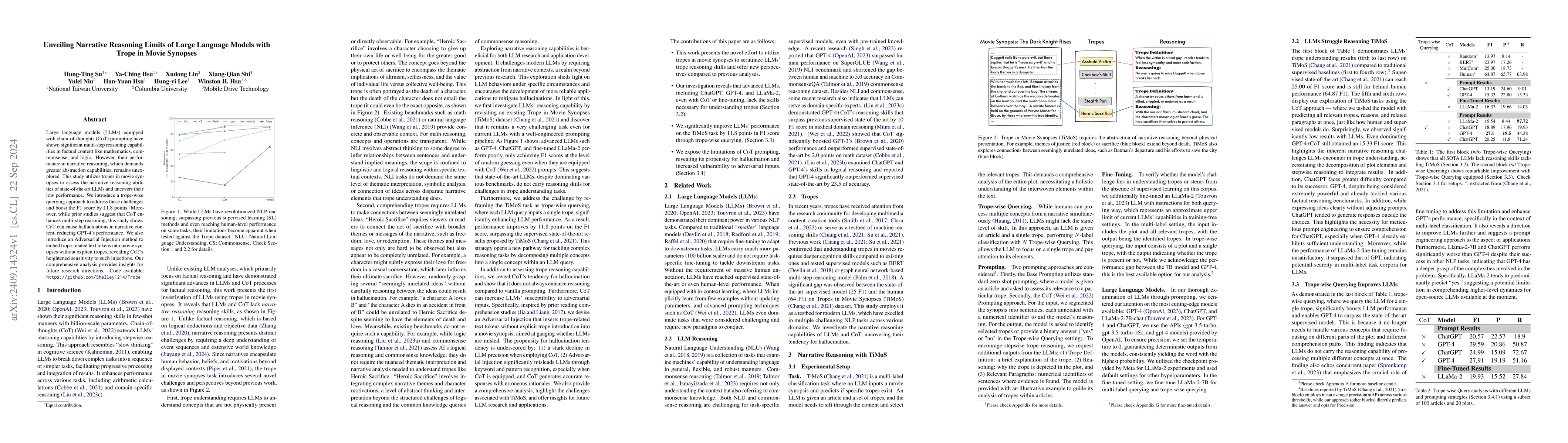 Thumbnail for Unveiling Narrative Reasoning Limits of Large Language Models with Trope
  in Movie Synopses