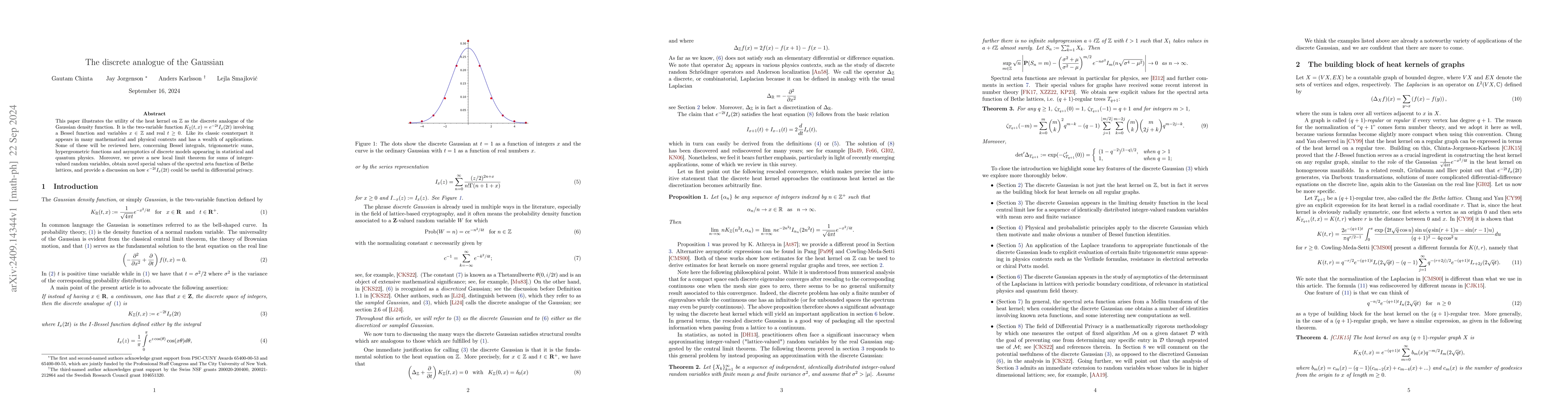 Thumbnail for The discrete analogue of the Gaussian