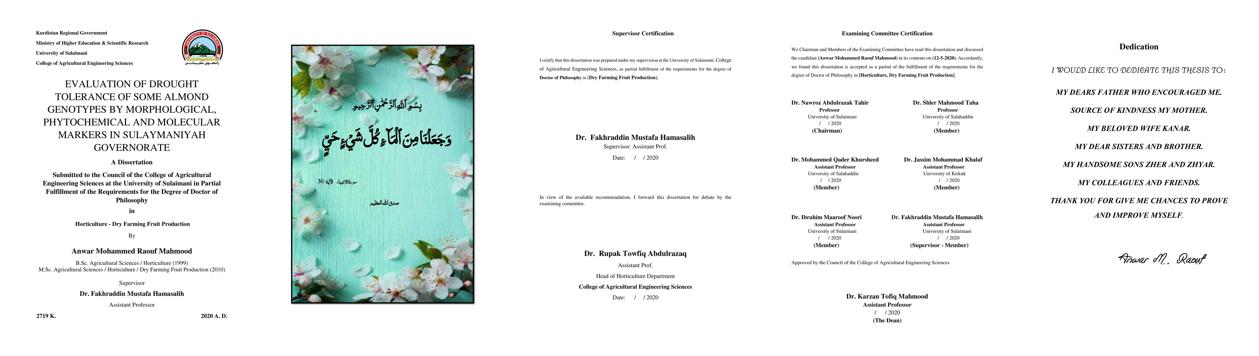 Thumbnail for Evaluation of drought tolerance of some almond genotypes by
  morphological, phytochemical and molecular markers in Sulaymaniyah
  governorate